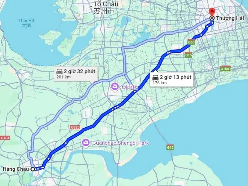 Hàng Châu cách Thượng Hải bao xa