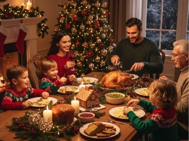 Thưởng thức bữa tối gia đình vào đêm Giáng sinh