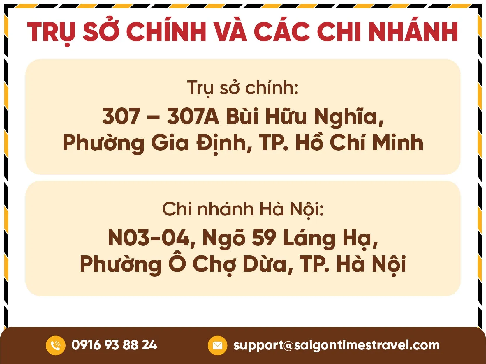 Trụ sở chính và các chi nhánh cùng Saigontimes Travel